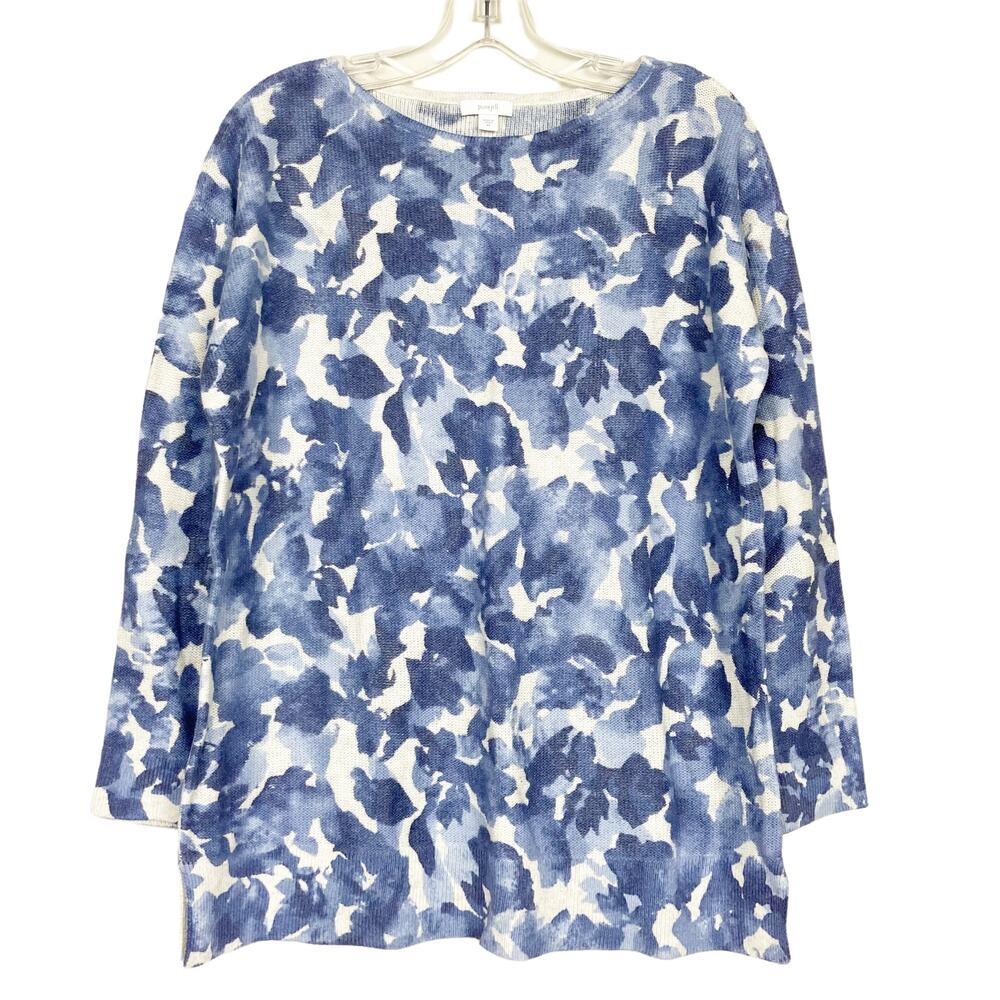 Pure Jill Blue Floral Sweater Sz XS